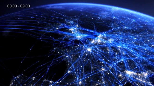 Impresionante visualización del tráfico aéreo en Europa