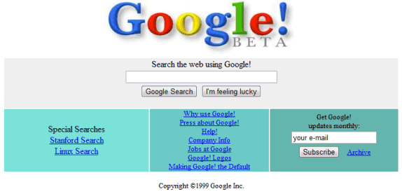 google primera página web 1998 2