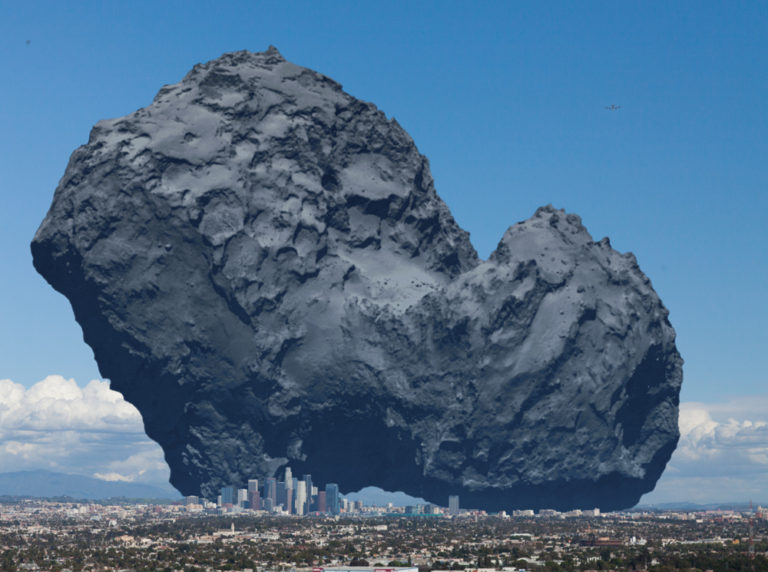 Así es el cometa Churyumov-Gerasimenko comparado con Los Ángeles